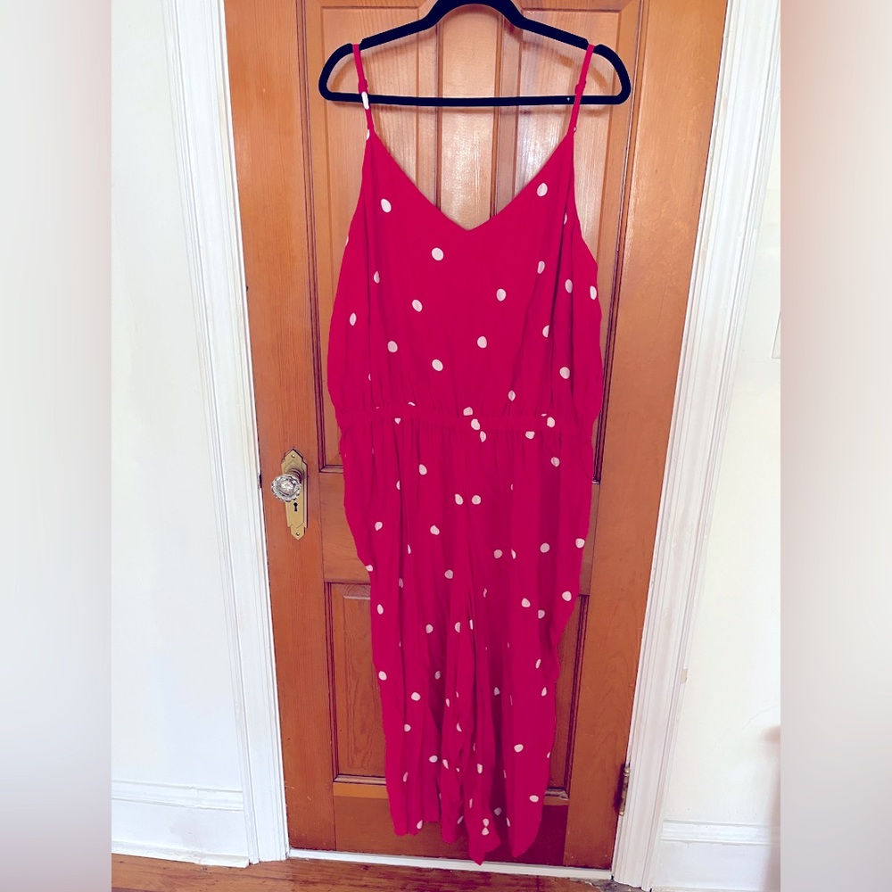 LOFT Red Polka Dot Jumpsuit